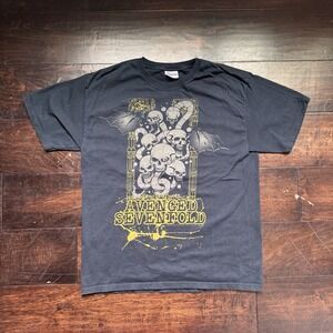 Vintage Early 2000S Avenge Sevenfold Band T-Shirt Black Size Adult Large Y2k